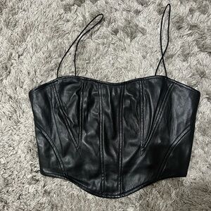 Forever 21 Black Leather Corset Top